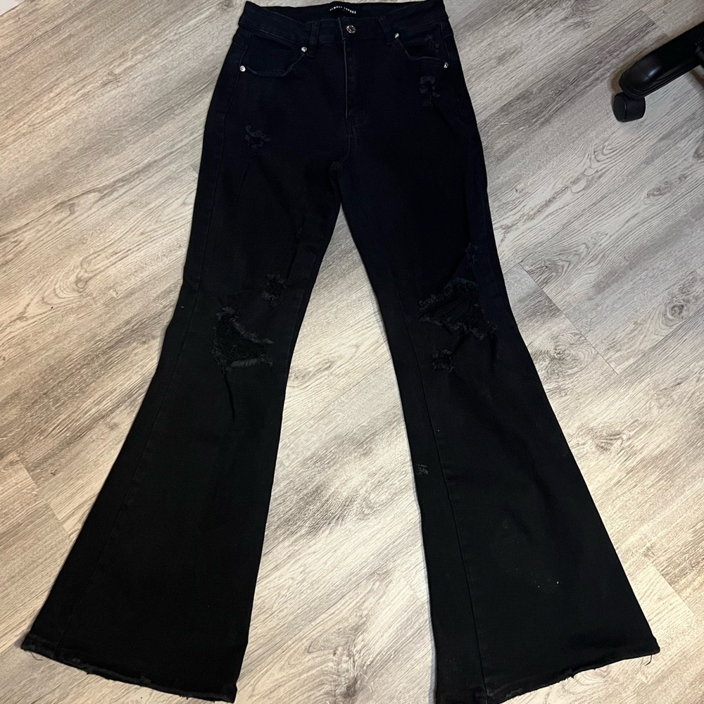 Almost Famous Black Distressed Bell bottom Jeans